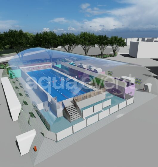 AquaDôme piscine bassin mobile couvert par dome gonflable hiver été france